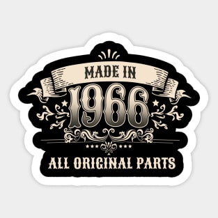 Retro Vintage Birthday Made in 1966 All Original Parts Sticker